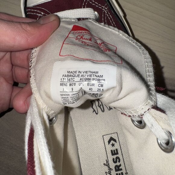 NWOB Converse Chuck 70 High Recycled Canvas Deep Bordeaux Sneakers Unisex 7M 9W - Picture 9 of 10